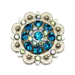 Conchos de Metal para decoración de cinturón, accesorios de diamantes de imitación, color azul lago, se pueden personalizar, 12 unids/lote