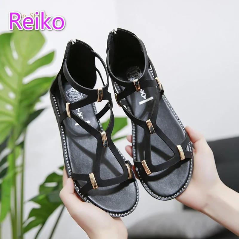 Strappy flat sandals women soft-soled comfortable and lightweight soft-soled sandals Women's slip-on shoes zapatos mujer verano