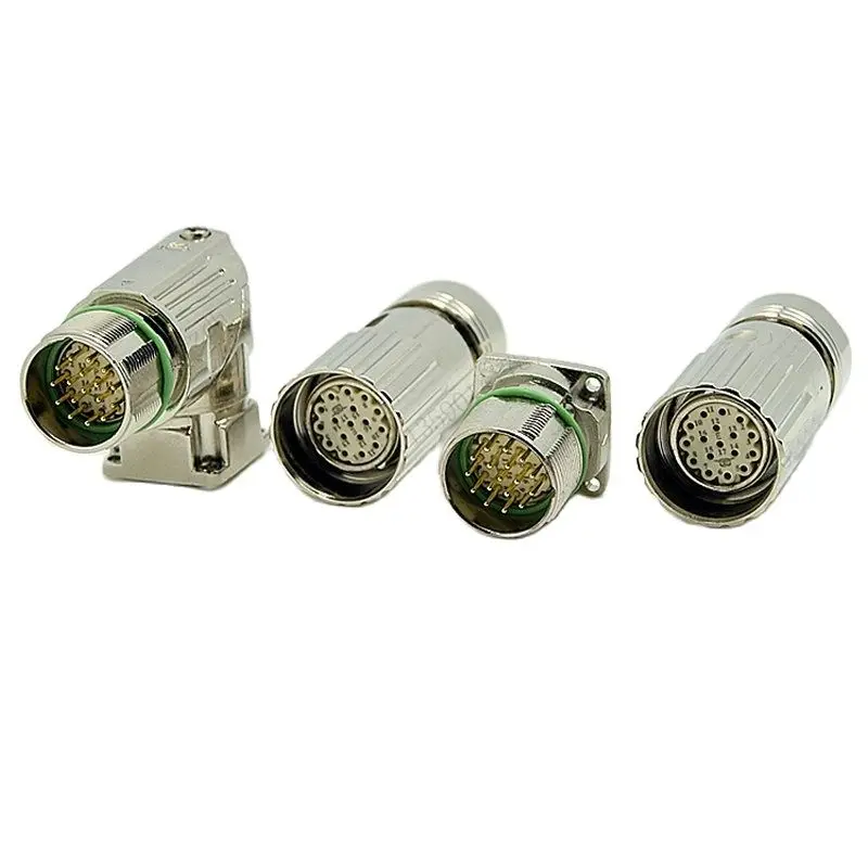 Standard M23 M623 Straight Type Internal Thread / External Thread 17 Pin Encoder Plug Female Or Male Connector