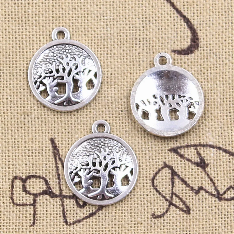 20pcs Charms World Peace Tree 19x16mm Antique Silver Color Pendants DIY Crafts Making Findings Handmade Tibetan Jewelry