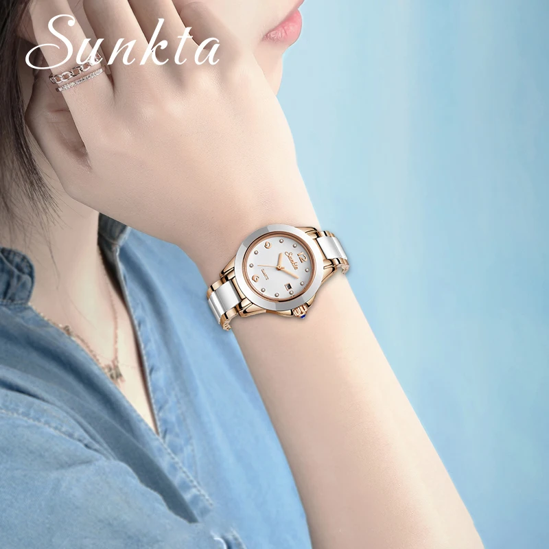 SUNKTA – montre à Quartz pour femmes, en or Rose, étanche, nouvelle collection 2023