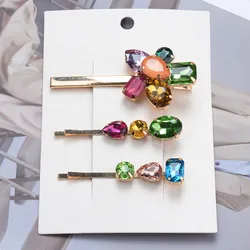 2024 New ZA Fashion Colorful Crystal Hair Clips Women Hair Jewelry Accessories Female Wedding Party Hairpins Hairclip For Woman