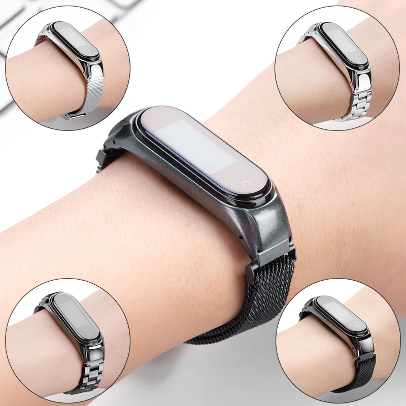 新xiaomi miバンド3 4ストラップメタルバックルmiband 4ストラップステンレス鋼ネジなしmiバンド3 xiaomi用miband 4