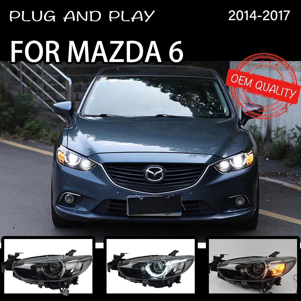 Head Lamp For Mazda 6 2013-2017 Headlights Fog Lights Daytime Running Lights DRL H7 LED Bi Xenon Bulb Atenza Car Accessories