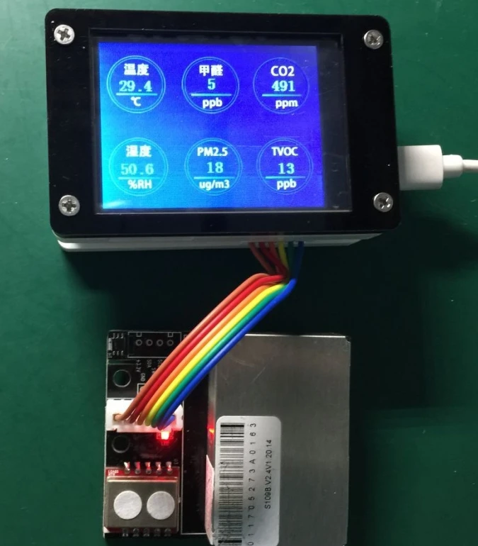 Sensor seis en uno PM2.5, temperatura y humedad, TVOC CH2O CO2