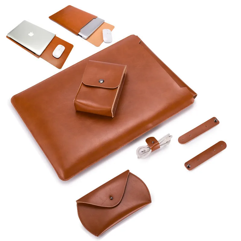 Imagem -03 - Bolsa Impermeável da Luva do Portátil do Couro Macio Tampa para Xiaomi Macbook Air Pro 11 12 13 15 11.6 12 13.3 15.4 Notebook Case
