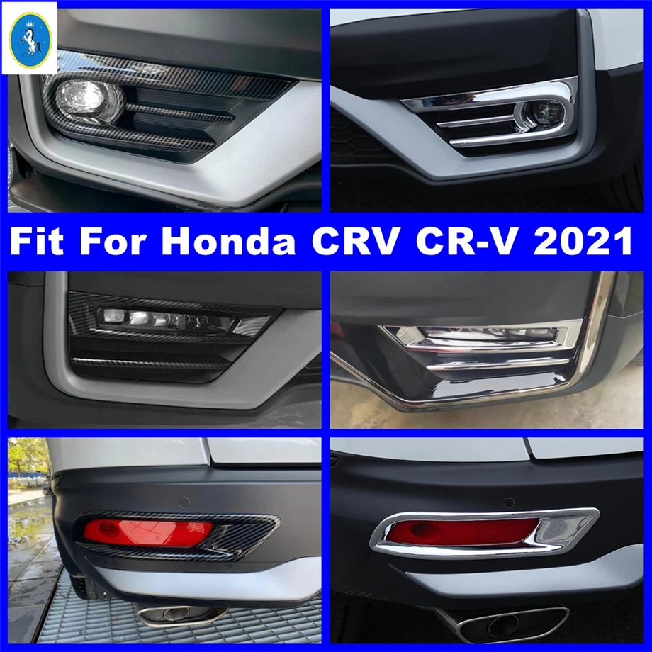 

Front / Rear Bumper Fog Lights Lamps Frame Cover Trim Fit For Honda CRV CR-V 2021 Chrome / Carbon Fiber Look Exterior Refit Kit