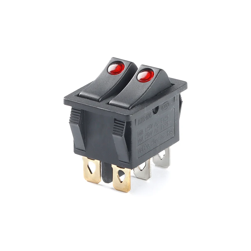 KCD6 6PIN 16A 250V 16A 125V Double Light Switch Rocker Switch ON-OFF KCD6  Button Lights Boat Power Switch