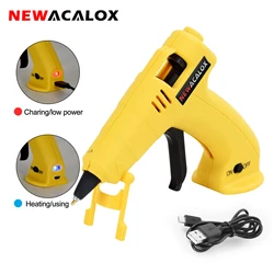 NEWACALOX USB Charging Wireless Glue Gun with 100Pcs 7mm Glue Sticks DC 5V 8W Mini Gluegun Graft DIY Tool for Home School