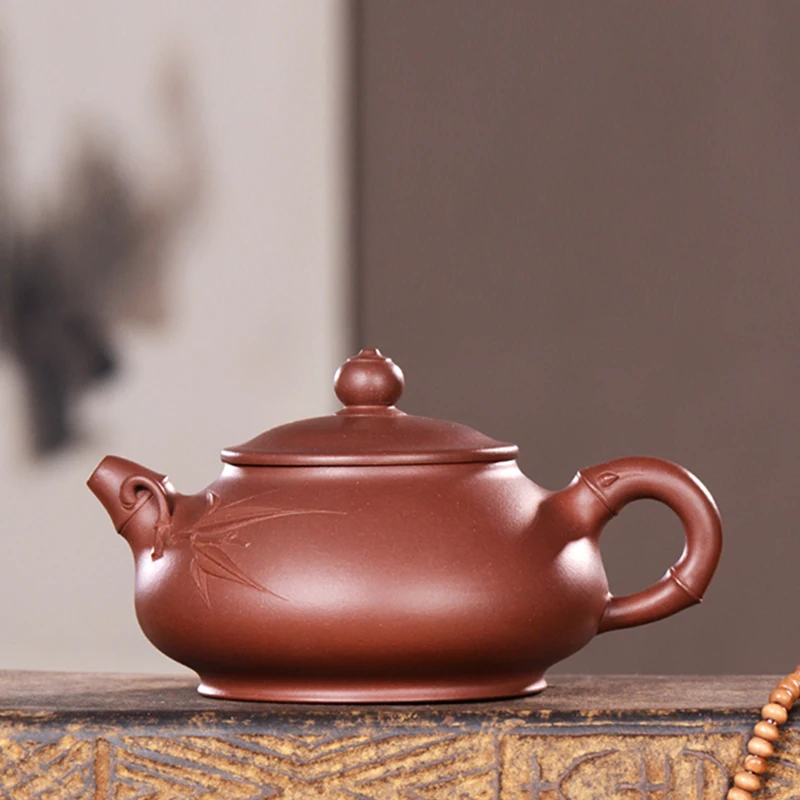 

|a high-end undressed ore purple clay teapot tea famous tea set manually office bamboo pot of classic products