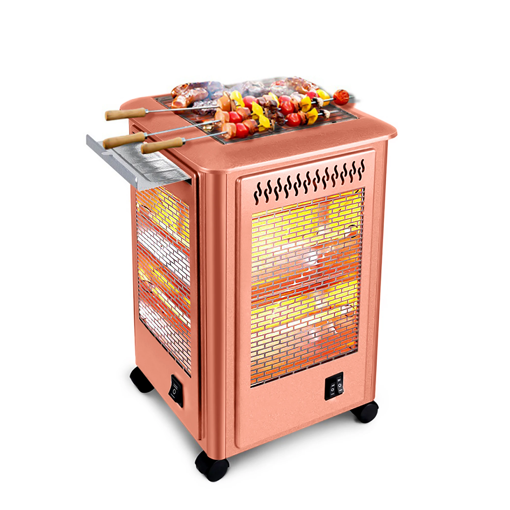 Электрический обогреватель переменного тока 220 В-240 В, 2000 Вт, 5-гранный электрический обогреватель, походная печь, портативный гриль-барбекю, плита для барбекю, пикника, подогреватель еды