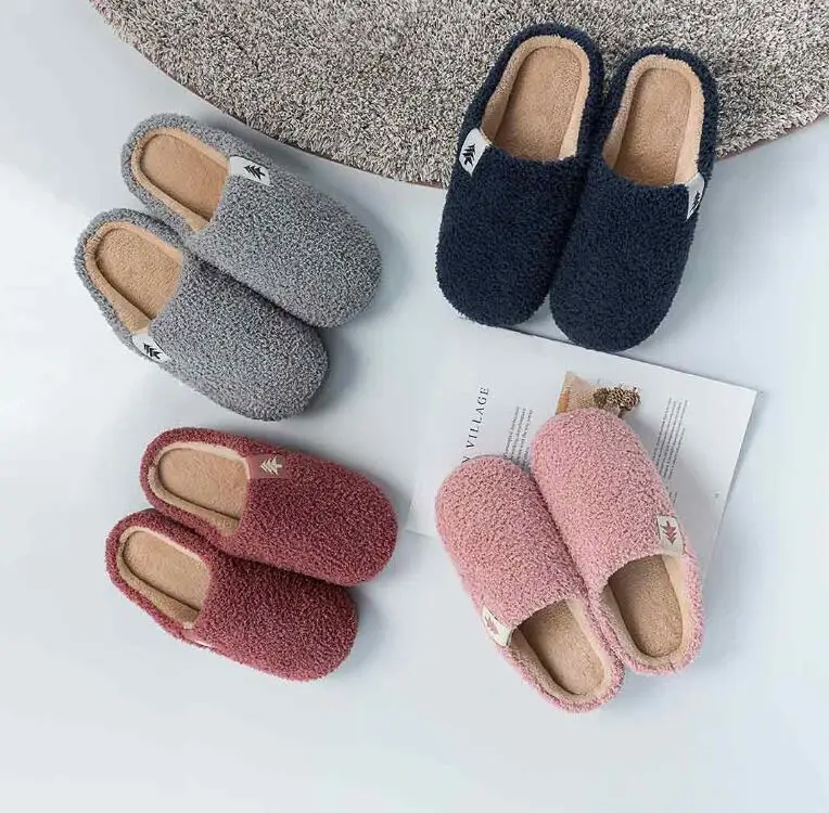 Youpin العلوي شو أفخم الدافئة نعال من القطن مريحة نصف حزمة تصميم لا غطاء للأقدام سمكا الدفء للرجال النساء