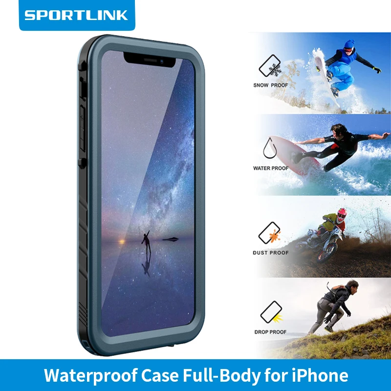 SPORTLINK For iPhone SE 2nd 2020 3rd 2022 7 8 Plus X XS Max XR 5 Waterproof Case Shockproof Cover with Built-in Screen Protector