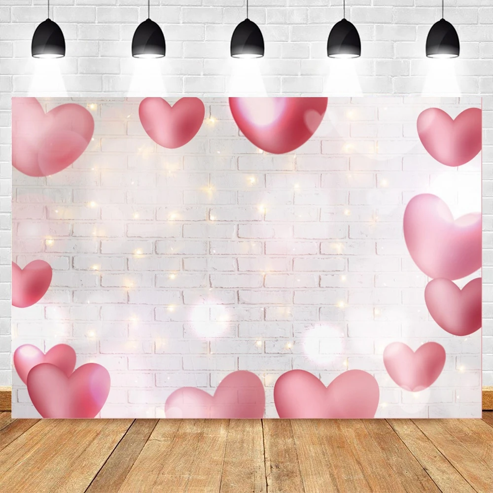 Valentine's Day Backdrop Photocall Glitter Dots Brick Wall Weeding Party Decor Photography Background Photo Studio Photographic