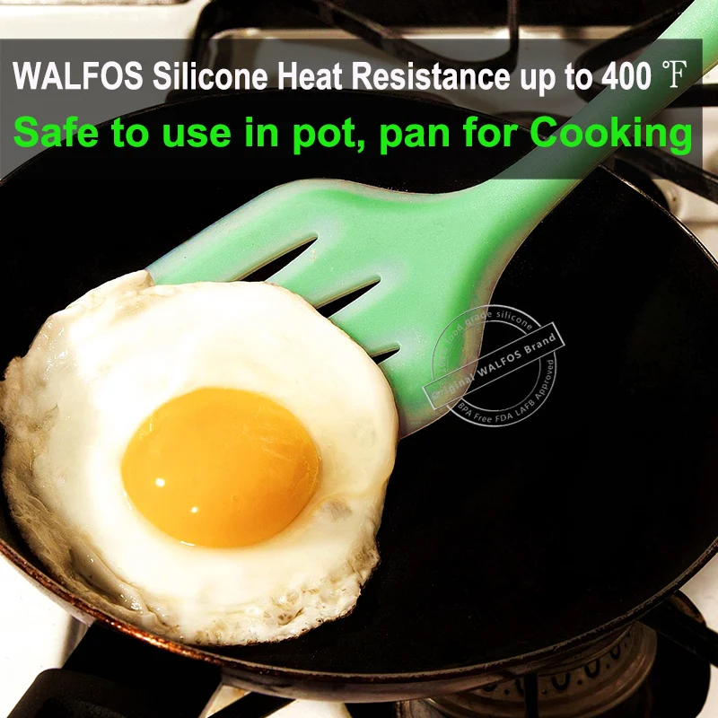 Walfos Nonstick Silicone Slotted Turners Pot Shovel Cooking Spatula Fried Shovel Flexible Silicone Frying Pan Turner Spatula