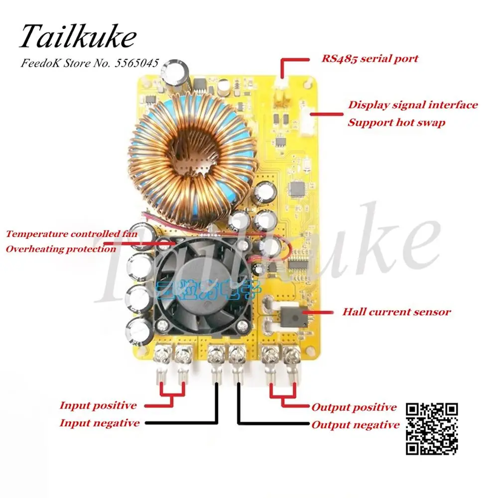 Módulo de fuente de alimentación reductor CNC ajustable de 50A CC, voltaje constante, corriente constante, pantalla LCD, soporte Modbus de alta precisión