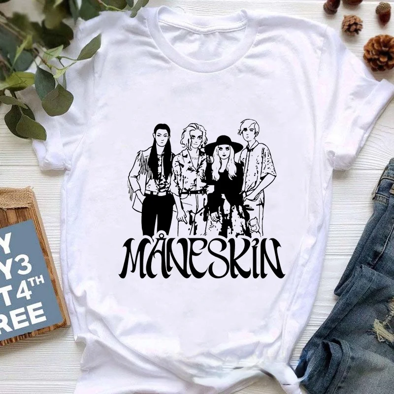 New MåNeskin Maneskin Italy Winner Eurovision 2024 Zitti E Buoni Tshirt Women Aesthetic Clothes Hip Hop T-Shirt Femme Tshirt