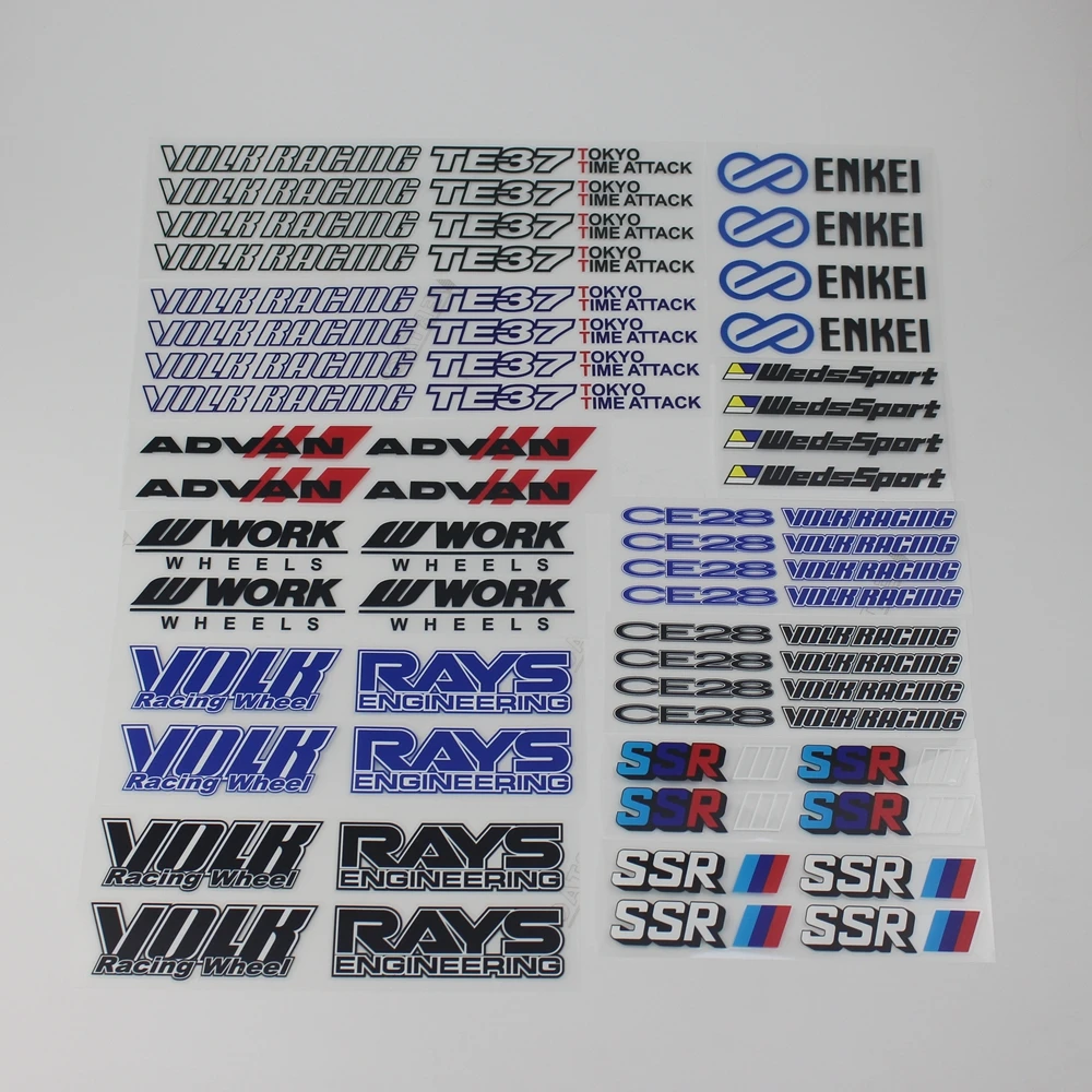 Wholesale car styling rim sticker RAYS VOLK TE37 CE28 RACING WORK ADVAN ENKEI SSR WEDSSPORT PVC decoration tire wheel sticker wa