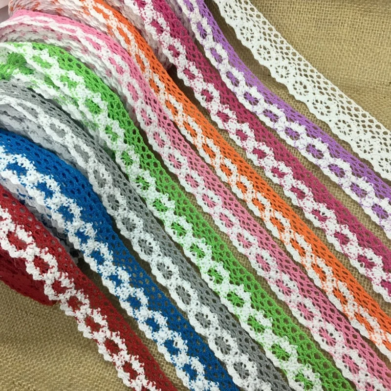 2Yards 1-6cm Crocheted Webbing Cotton Lace Trims for Handmade DIY Sewing Garments Accessories Wedding Deco Gift Floral Packing