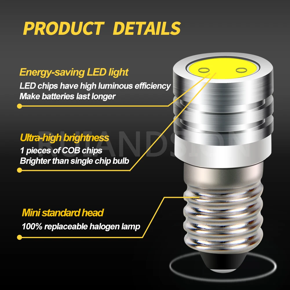 2PCS COB 2W E10 led bulb E10 DC 3V 6V 12V Instrument bulb E10 Indicator bulb Old fashioned flashlight bulb