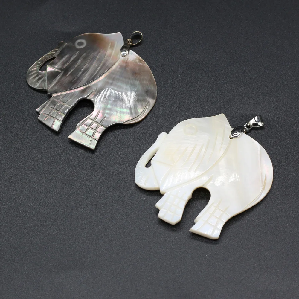 Natural Elephant Shape Shell Mother of Pearl Shell Pendant for DIY Earring Necklace  Jewelry Making Women Gift Size 50x50mm