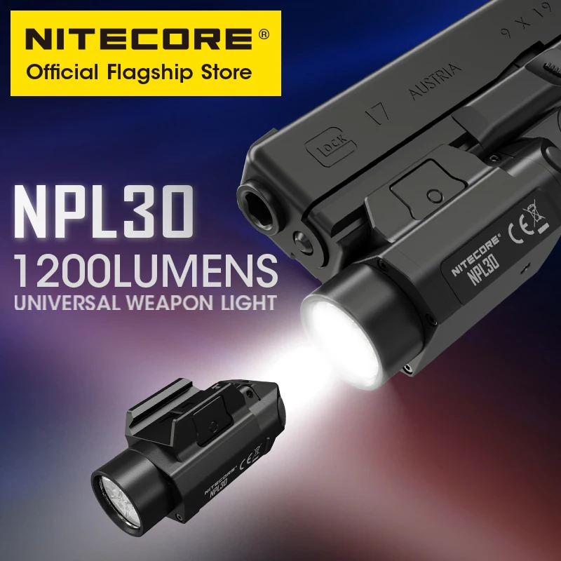 nitecore npl30 arma luz tatica arma lampada 1200 lumens led lanterna do exercito para pistola airsoft picatinny trilho gr123a bateria 01