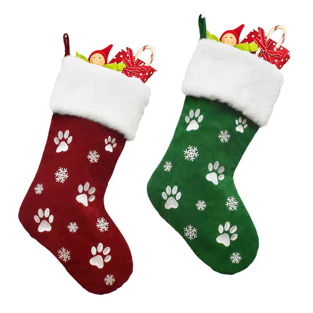 Christmas Stocking Sack Gift Candy Bag Children Kids Noel Christmas Decorations For Home Sock Christmas Tree Decor New Year