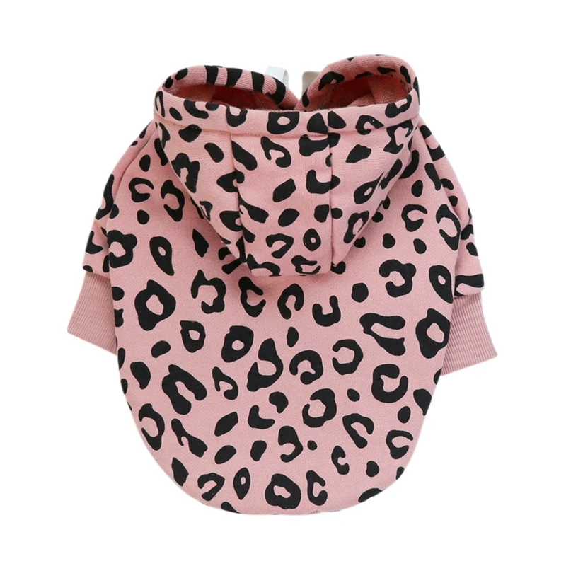 Dog Leopard Hooded Sweatshirt with Hat Dogs Clothes Lightweight Puppy Hoodie for Small Dog Cat Doggy Hoody Outfits Cat Apparel