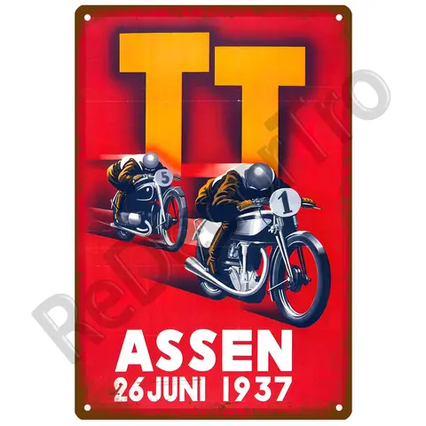 TT Races Vintage väggaffisch Vintage Retro vägghus restaurangdekoration plakett metall väggdekor konst metallskylt plåtskylt ISLE 6 best sales restaurangdekoration - №4