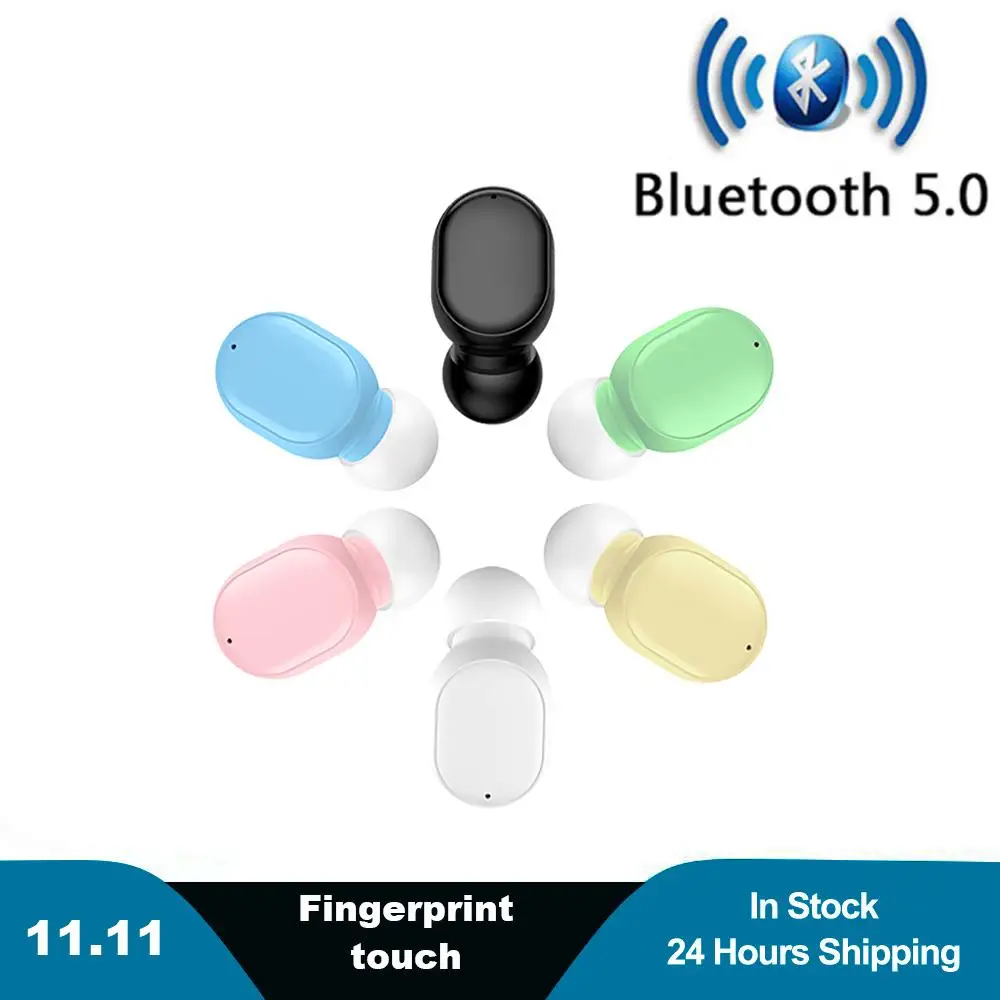 1 Pair Ultra Cute Mini Beans Bluetooth Earphones 5 0 Wireless Universal Sport Gaming Earbuds with Mic Handsfree for