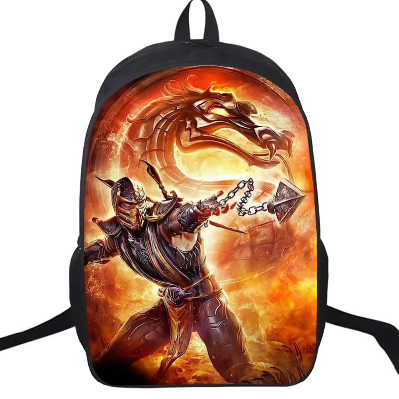 

Scorpion In Mortal Kombat X Mask School Bags 16 Inch Students Boys Girls School Backpack Children Travel Rucksack Gift