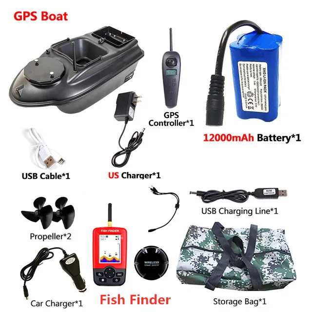 GPS Aasboot 500M 3KG Laadvermogen 40 stuks GPS Puntvisserij Aasboot 2 Bakken GPS Autonavigatie LCD Scherm Viszoeker Nestboot