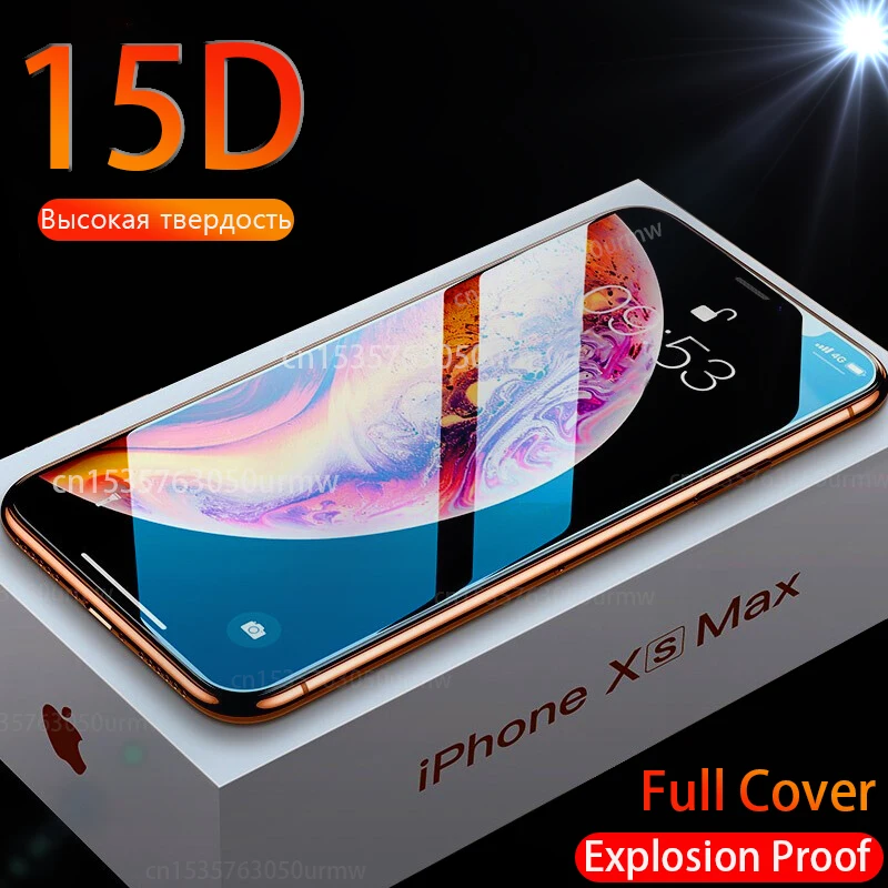 15D Full Cover Tempered Glass For iPhone 13 14 Pro Max Screen Protector 11Pro 12Pro 14 6 7 8 Plus XR X S Max SE 2020 Accessories