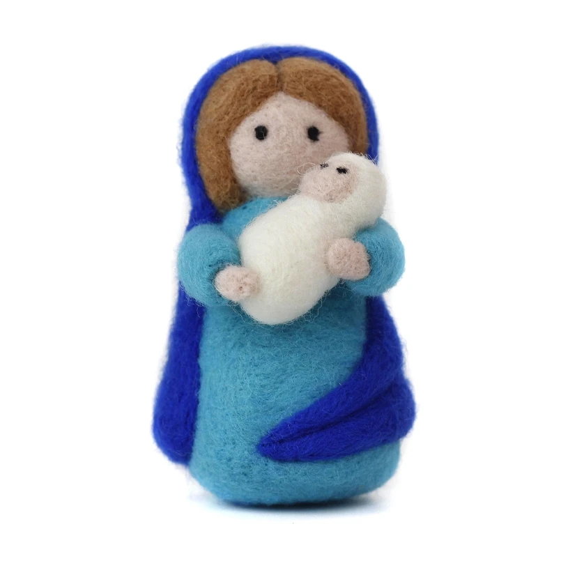 Nativity Needle Felting Crafts Kit Handmade Creative DIY Non-Finished Wool Felt Material Gift for Family Mom Grandma