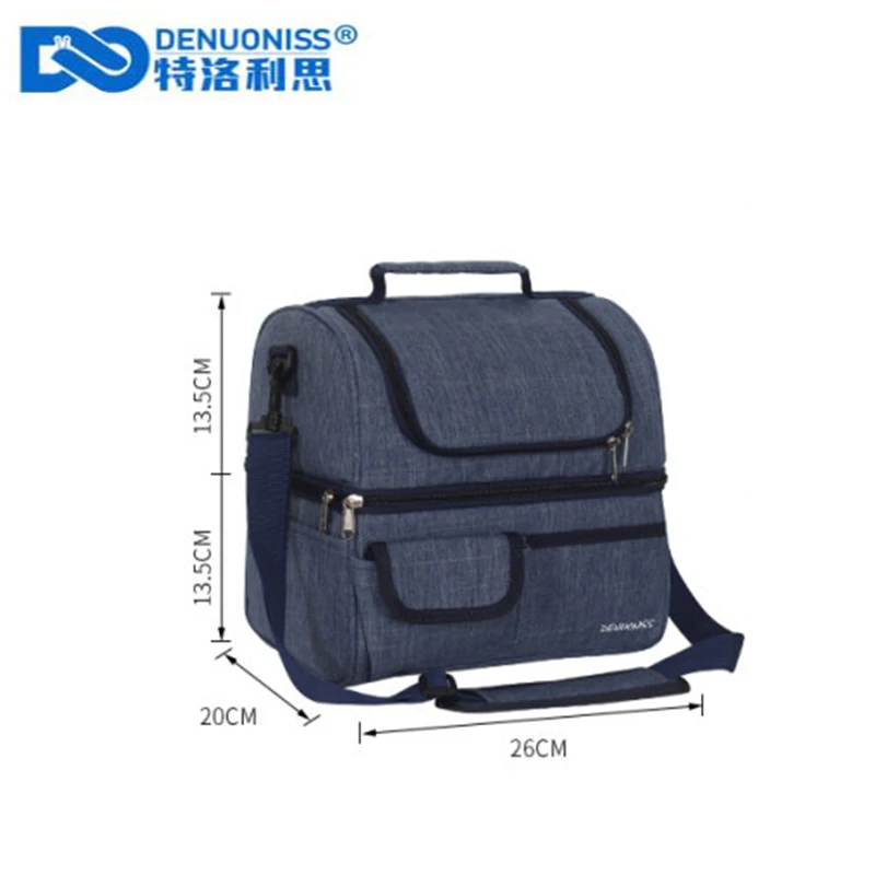 DENUONISS Cooler Bag Two Compartmenrs insulated Bag Oxford EVA Lining Leakproof Thermal Bag