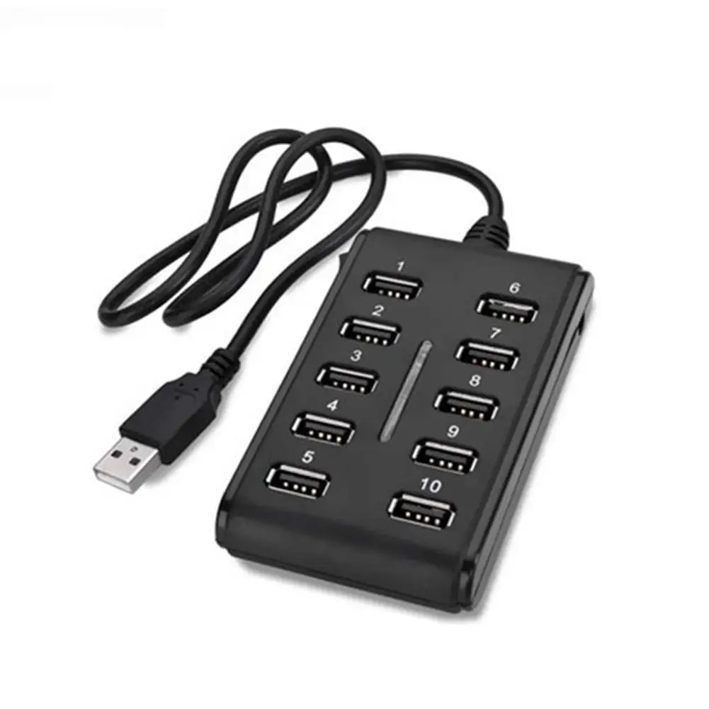 

High Speed 480 Mbps USB 2.0 Hub 10 Ports Multi Personal Computer USB HUB Portable USB Splitter For PC laptop