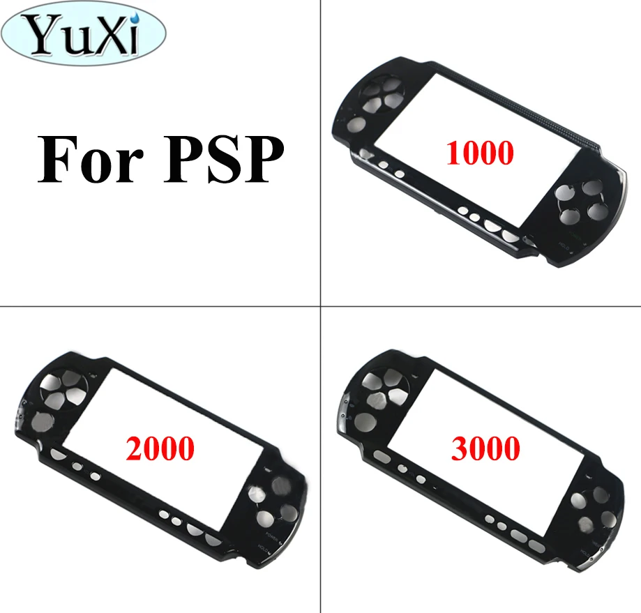 YuXi 1pcs Black Front Faceplate Shell Case Cover Proctector Replacement For Sony for PSP 1000 2000 3000