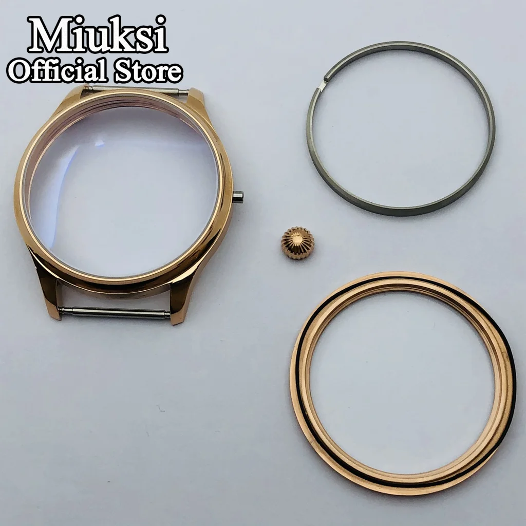 Miuksi 44mm rose gold stainless steel case fits ETA 6497 6498 Seagull ST3600 ST3620 ST36 series movement