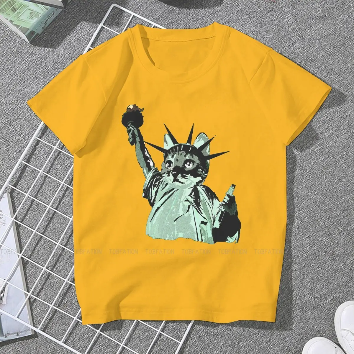 The Cat Newest TShirts Statue of Liberty Cultural Architecture Woman Graphic Fabric Tops T Shirt O Neck 4XL