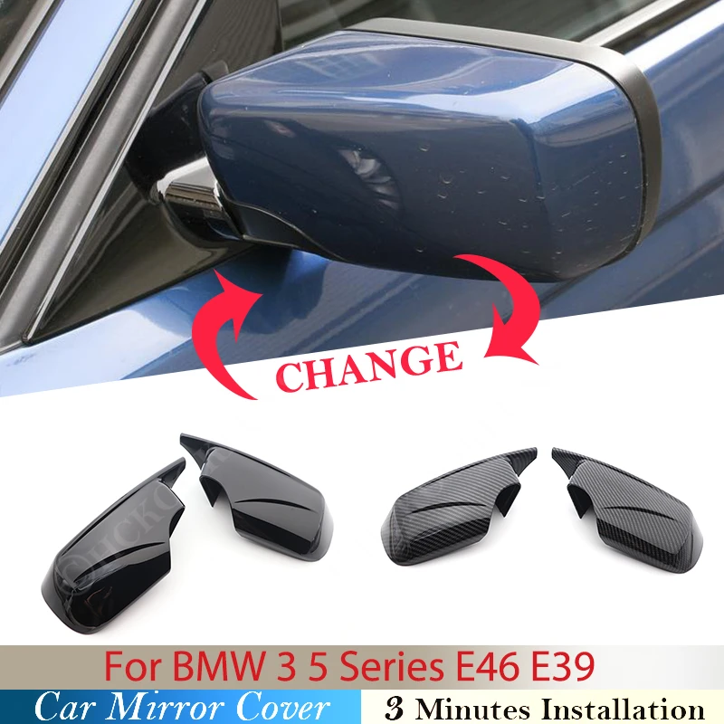 Rearview Mirror Cover For BMW E46 316i 318i 328i 330d 330i 330xi 318d 320d 320i 323i 1998 - 2005 ABS Car Side Door Caps Carbon