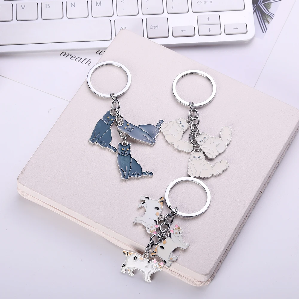 Cute lovely cat Keychain Animal Key Chain car Keyring Accessories Pet Jewelry Women bag Charms gifts