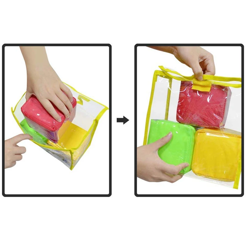 مجموعة من 4 كتل تكديس إسفنجية ، ألعاب تعليمية ، مربعات جيب ، صور الجيب