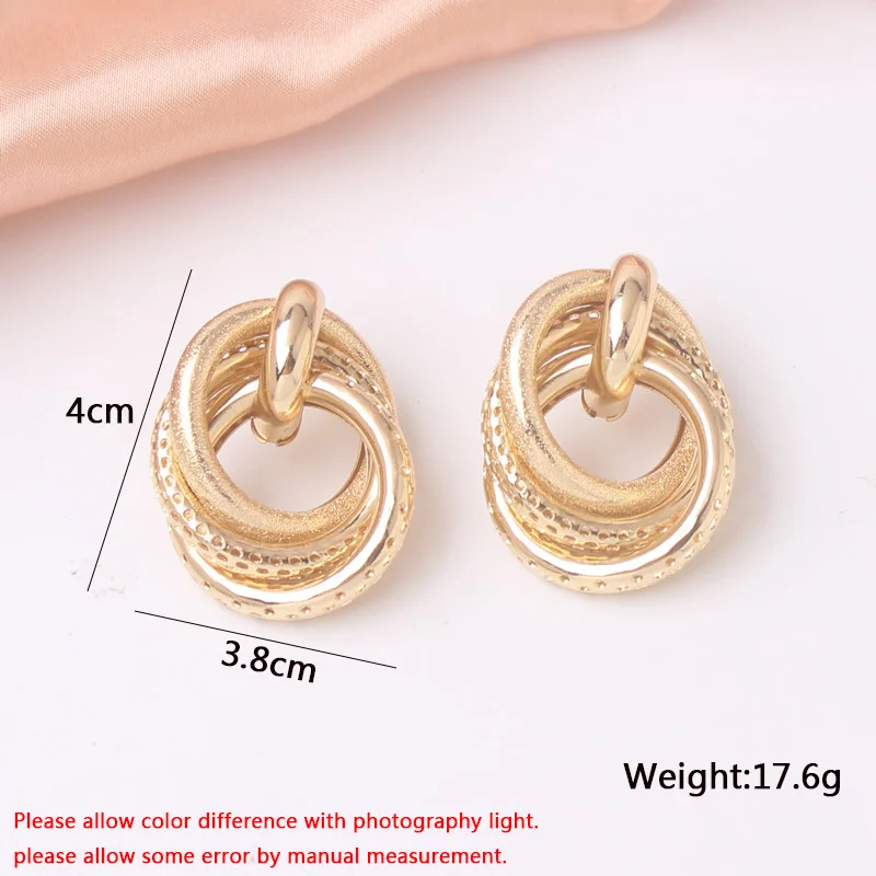 Exaggerated Twisted Dangle Earrings for Women Gold Color Metal Drop Earrings Heavy Multi Circles Earrings pendientes mujer