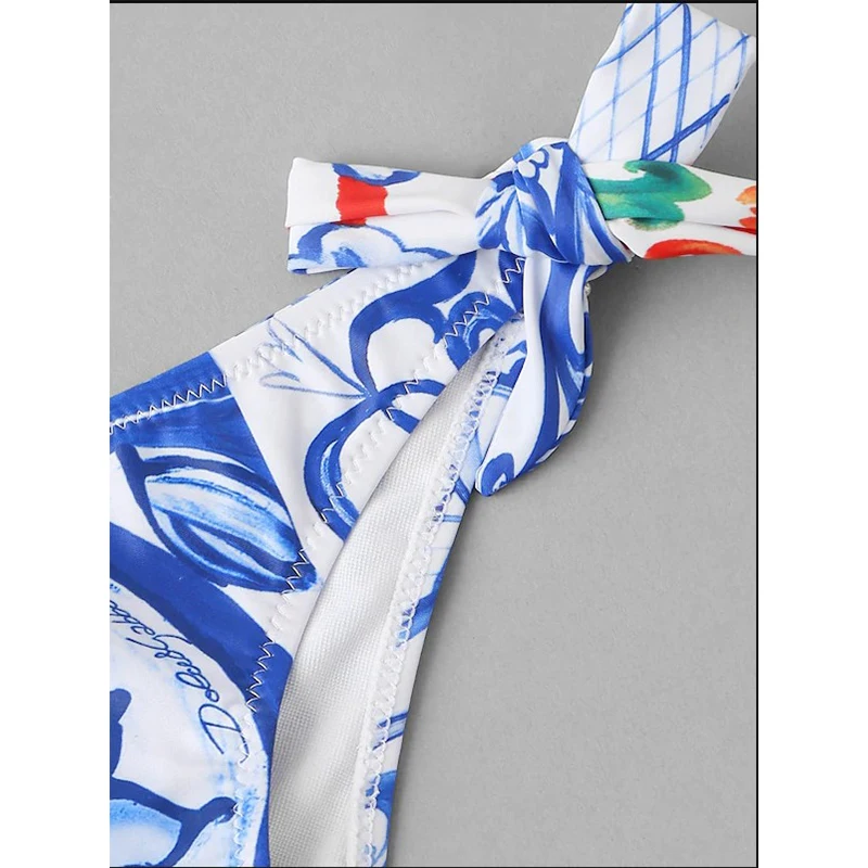 New Print Ethnic Style Tube Top Bikini European And American Swimwear Ladies Swimwear Beachwear 2024