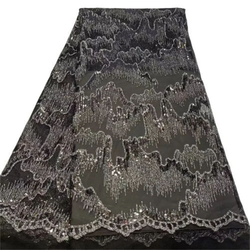 

Black African Lace Fabric With Sequins French Lace Fabric 2022 Green High Quality Milk Silk Laces For Wedding Party Dress