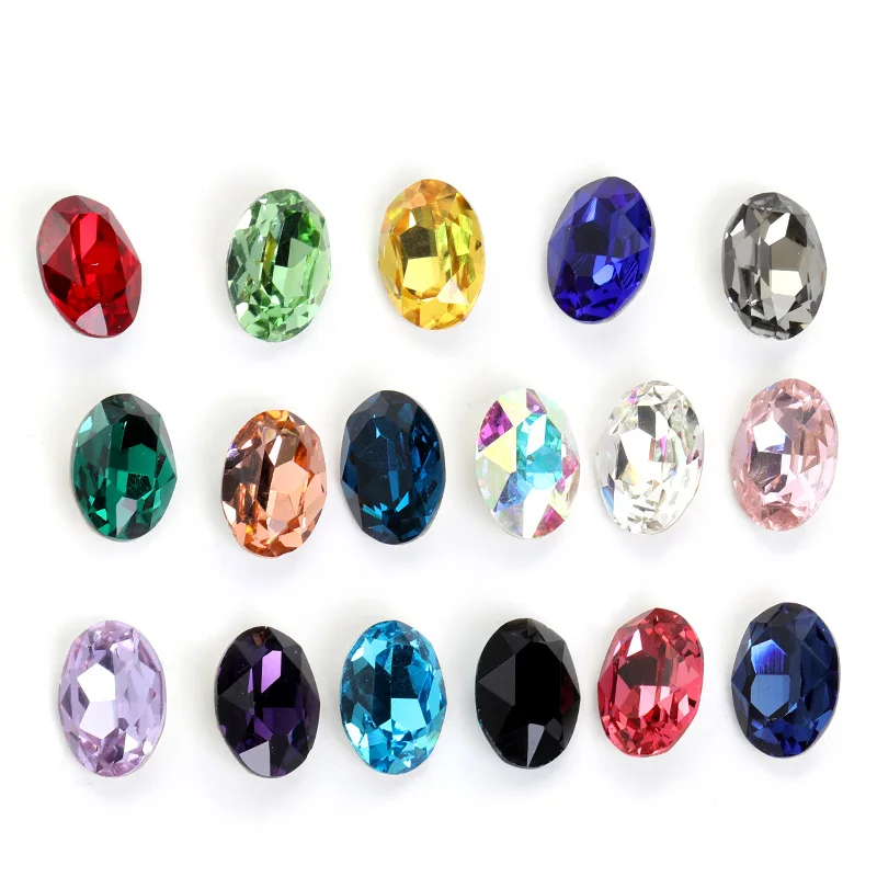 Astrobox Oval Gem K9 Glass Sew On Rhinestones For Clothing Point Back Jewelry Making Loose Strass Crystal Clothes Accessories