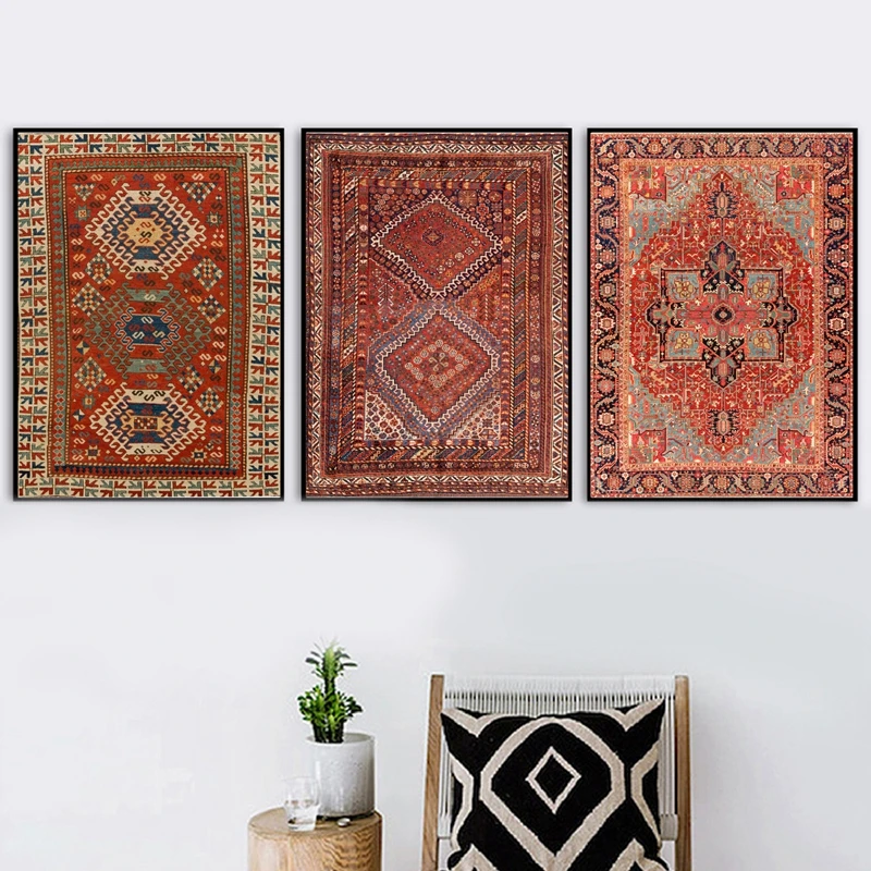 Oriental Rugs Pattern Vintage Posters and Prints Antique Persian Carpets Retro Wall Art Canvas Painting Pictures Home Decor