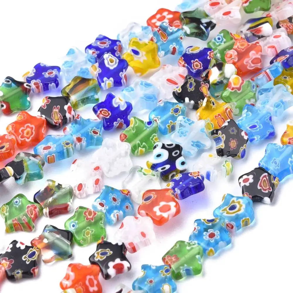 

10 Strand Handmade Millefiori Glass Beads Strands Star Mix Shape Color for jewelry making DIY Bracelet Necklace Decor