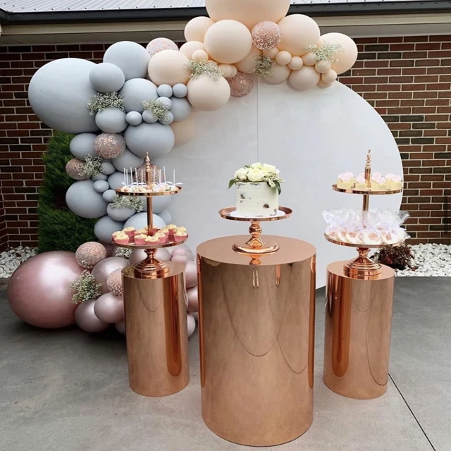 

3pcs/set)Luxury Wedding decoration backdrop display stand round Pedestal Stands dessert table props cylinder plinths pedesta1182