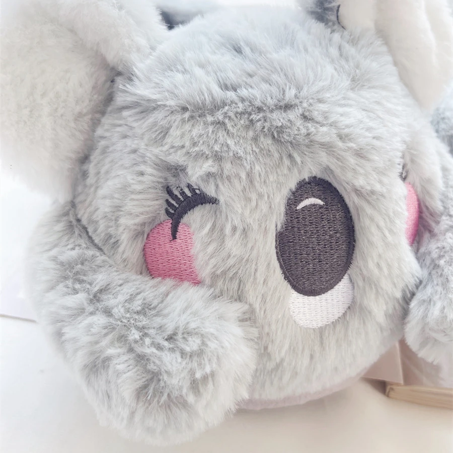 Long Plush Slippers Cute Animal Home Cotton Shoes Woman Girl Warm Winter Indoor Floor Shoes Flat Casual Non-slip Pink Grey